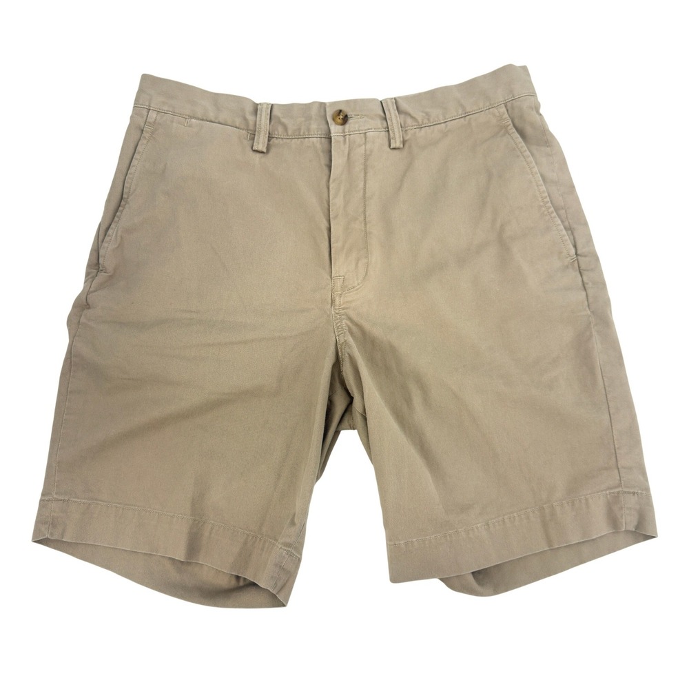Polo Ralph Lauren Chino Shorts Mens 32 Tan Stretch Classic Fit Khaki Summer Pony